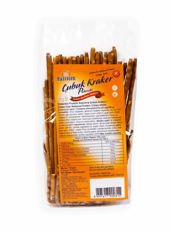 Balviten Glutensiz ve Düşük Proteinli Çubuk Kraker - Paluszki 70 g x 15 Adet
