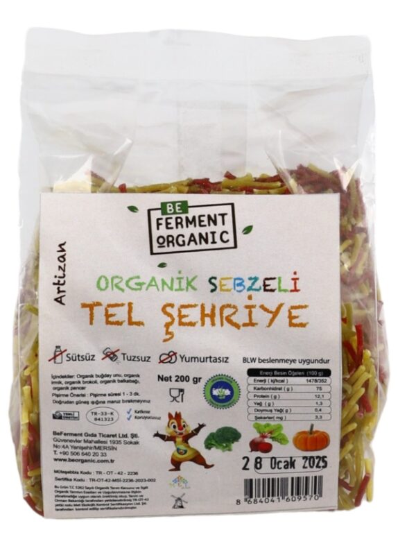 Beferment Organic Sebzeli Tel Şehriye 200 g x 4 Adet