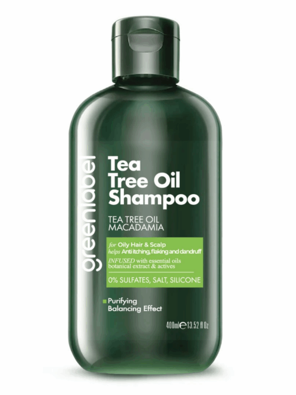 Greenlabel Çay Ağacı ve Makademya Özlü Tuzsuz Parabensiz Sülfatsız Silikonsuz Dökülme Karşıtı Şampuan 400 mL x 12 Adet
