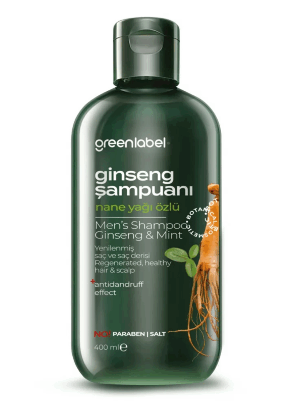 Greenlabel Ginseng ve Nane Özlü Parabensiz Tuzsuz Kepek Karşıtı Bakım ve Onarım Şampuanı 400 mL x 12 Adet