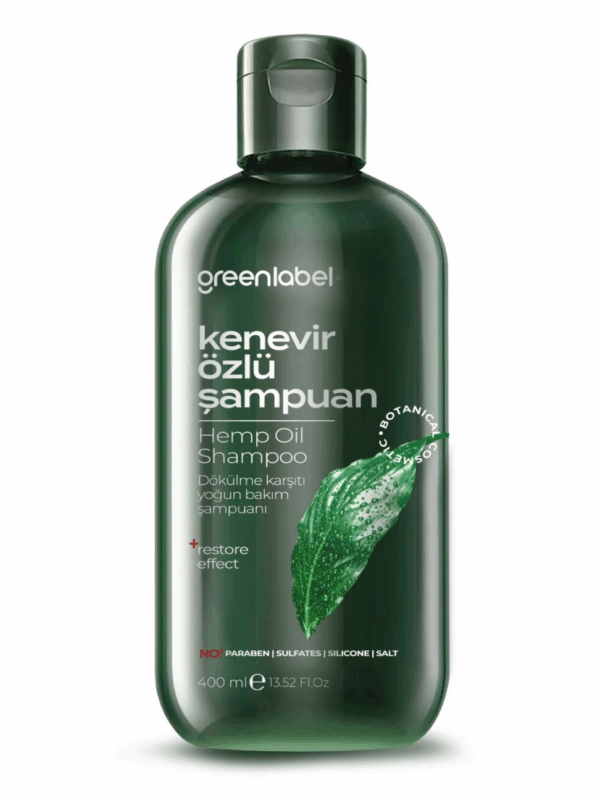 Greenlabel Kenevir Özlü Tuzsuz Parabensiz Sülfatsız Kepek Karşıtı Bakım ve Onarım Şampuanı 400 mL x 12 Adet
