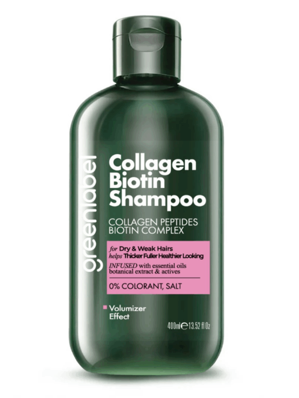Greenlabel Kolajen ve Biotin Özlü Parabensiz Tuzsuz Hacim Verici Şampuan 400 mL x 12 Adet