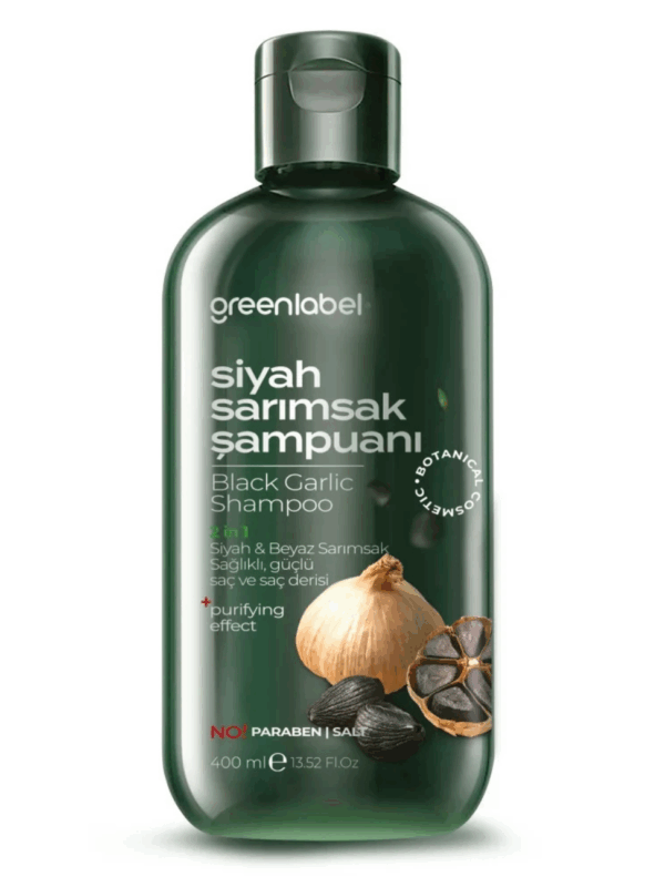 Greenlabel Siyah Sarımsak Özlü Parabensiz Tuzsuz Dökülme ve Kepek Karşıtı Şampuan 400 mL x 12 Adet