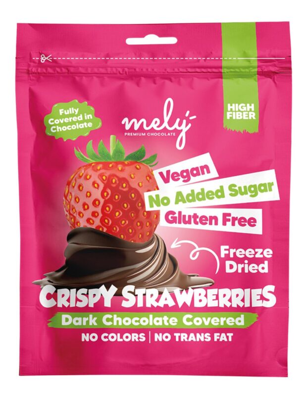 Mely Şeker İlavesiz Çikolata Kaplı Dondurarak Kurutulmuş Çilek 50 g x 12 Adet