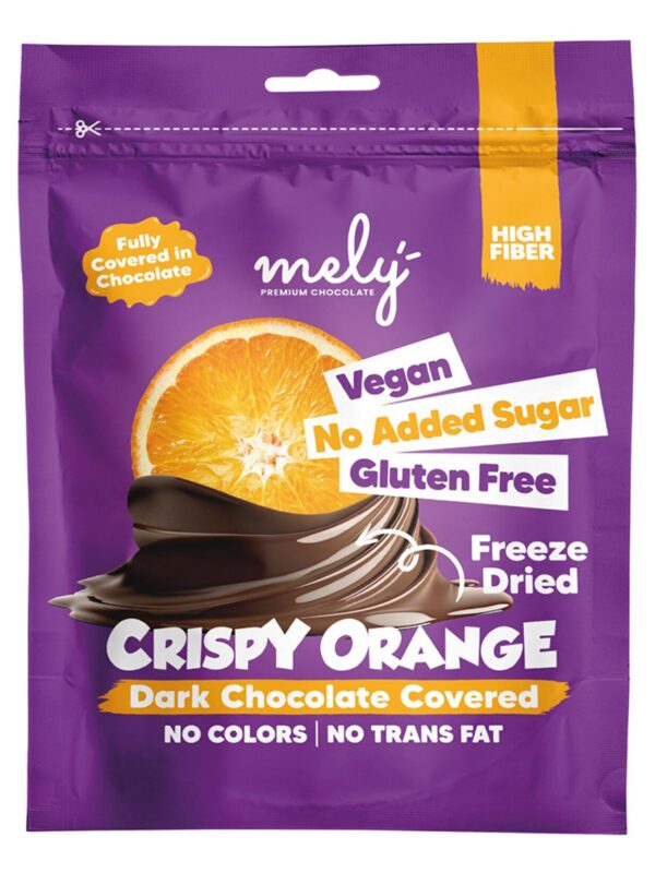 Mely Şeker İlavesiz Çikolata Kaplı Dondurarak Kurutulmuş Portakal 50 g x 12 Adet