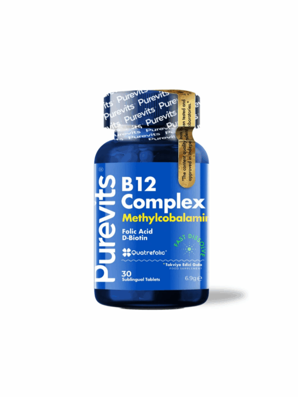 Purevits Vitamin B12 Complex Folic Acid Biotin 30'lu Dilaltı Tablet x 6 Adet