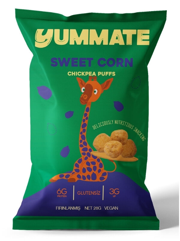 Yummate Süt Mısır Aromalı Vegan Glutensiz Nohut Cipsi 28 g x 18 Adet