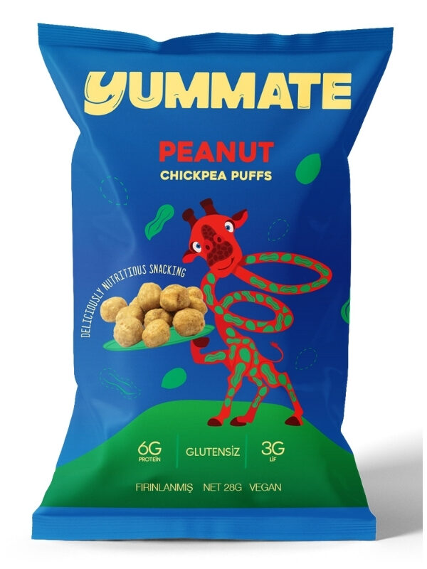Yummate Yer Fıstığı Aromalı Vegan Glutensiz Nohut Cipsi 28 g x 18 Adet