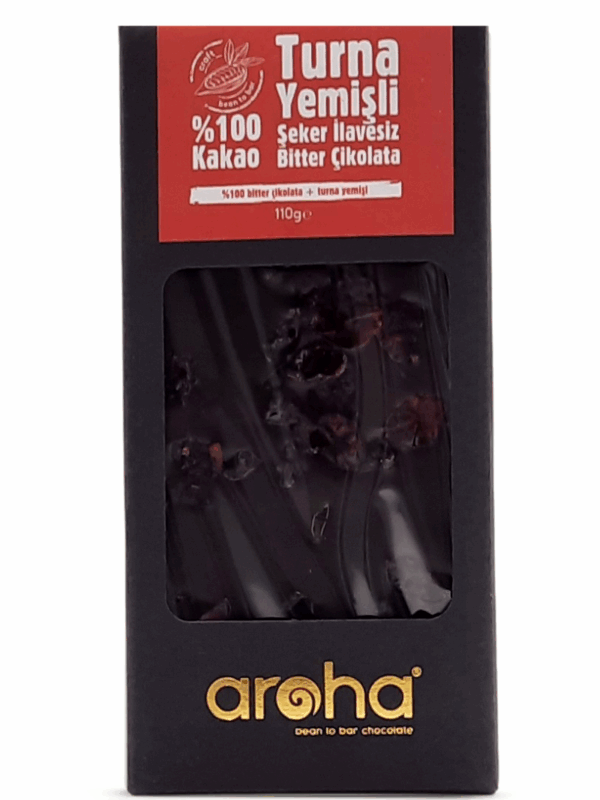 Aroha %100 Kakao Turna Yemişli Şeker İlavesiz Biter Çikolata 110 g g